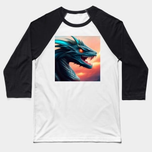 Blue Topaz Dragon with Fiery Red Eyes Baseball T-Shirt